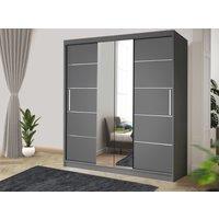 RAC3 OSLO 180cm Modern white Sliding Bedroom Wardrobe with Mirror & Drawers in Grey