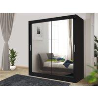 RAC3 Sliding Mirror Wardrobe with Drawers - Modern Bedroom Storage 180 cm in Black