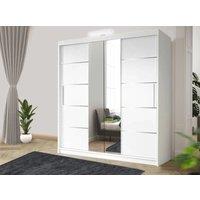 RAC3 OSLO LED 180cm Modern Grey Sliding Bedroom Wardrobe with Mirror & Drawers in White