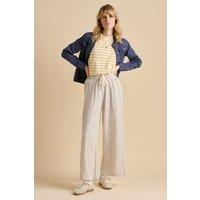 Brakeburn Women's Stripe Wide Leg Trouser in Cream | Size: 14