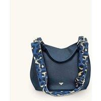 The Harriet Navy Leather Bag With Navy Leopard Strap
