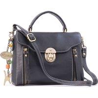 Catwalk Collection Handbags Women's Athena Leather Top Handle Bag With Detachable Crossbody Strap in Black | Size: Medium