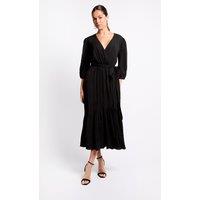 Little Mistress Women's Black Mock Wrap Midaxi Dress | Size: 10