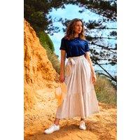 Brakeburn Women's Stripe Paper Bag Skirt in Cream | Size: 12