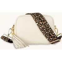 Apatchy London Women's Stone Leather Crossbody Bag With Tan Cheetah Strap