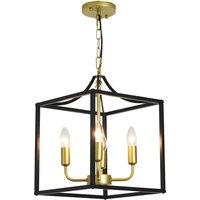 4-Light Industrial Metal Lantern Chandelier, Adjustable Height