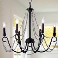 Elegant 6-Lights Antique Chandelier, Black Painted Finish, H-1.8m