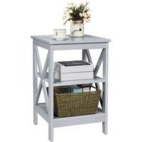 Costway 3-Tier Nightstand Side Table X-Design End Table Bed Side Table in Grey