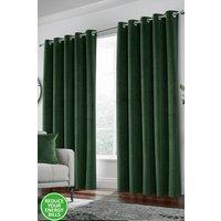 Enhanced Living 100% Blackout Luxury Supersoft Velvet Thermal Eyelet Curtains for Living Room & Bedrooms in Green | Size: 117 cm width x 183 cm drop