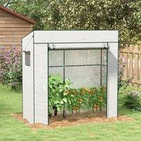 OUTSUNNY Garden Green House with Large Roll-up Door & 2 Mesh Windows in White