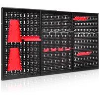 Gymax Steel Pegboard Wall Organizer Kit Garage Storage Tool Holders Rack in Black