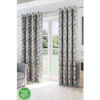 Enhanced Living Floral Leaf Pattern Thermal Room Darkening Pair of Curtains With Eyelets For Living Room & Bedroom | Size: 168 cm width x 183 cm drop