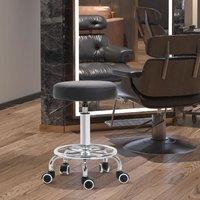 VINSETTO Round PU leather Salon Beautician Stool Adjustable Height in Black