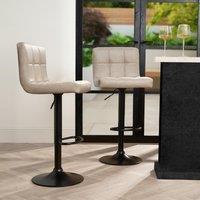 OHS Adjustable Bar Stools x 2 Faux Leather Swivel Seat Kitchen Counter Chair in Natural