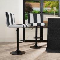 OHS Adjustable Bar Stools x 2 Velvet Swivel Pub Seat Kitchen Breakfast Counter Chair in White