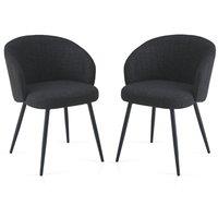 Modern Grey Upholstered Dining Chair With Metal Legs for Dining Room 2pcs