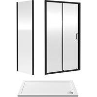 Balterley Ruwa Sliding Shower Suite: 6mm Glass Tray Door Panel 1200x700mm Black