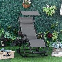 OUTSUNNY Folding Recliner Chair Outdoor Lounge Rocker Zero-Gravity Seat in Grey