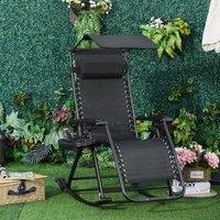 OUTSUNNY Folding Recliner Chair Outdoor Lounge Rocker Zero-Gravity Seat in Black