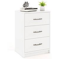 Costway 3-Drawer Nightstand Modern Bedside Table Accent Sofa Side Table in White
