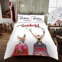 Printed Polycotton Christmas Duvet Cover With Pillowcases