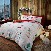 Printed Polycotton Christmas Duvet Cover With Pillowcases
