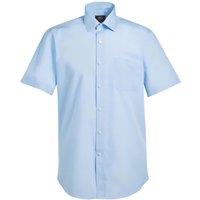Brook Taverner Men's Rosello Poplin Short-Sleeved Formal Shirt in Blue | Size: 19 inches