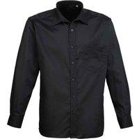 Premier Men's Poplin Long-Sleeved Shirt in Black | Size: 19 inches
