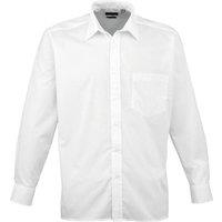 Premier Men's Poplin Long-Sleeved Shirt in White | Size: 19 inches