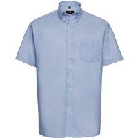 Russell Collection Men's Oxford Easy-Care Short-Sleeved Shirt in Blue | Size: 19 inches