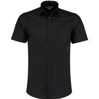 Kustom Kit Men's Poplin Short-Sleeved Shirt in Black | Size: 19 inches
