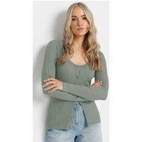 Long Tall Sally Women's Tall Ribbed Cardigan in Light Green | Size: 14-16