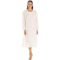 Camille Women's Classic Polka Dot Nightdress in Beige | Size: 10-12