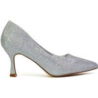 XY London Women's 'Romi' Pointed Toe Court Shoes Mid Stiletto Heels in Silver | Size: 5