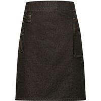 Premier Division Waxed Look Denim Waist Apron in Black