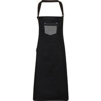 Premier Division Waxed Look Faux Leather Denim Bib Apron in True Black