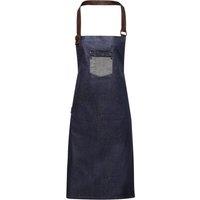 Premier Division Waxed Look Faux Leather Denim Bib Apron in Indigo