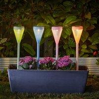mysmartbuy Set of 4 Solar Powered Viva Colourful Garden Stake Lights - H43cm