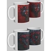 Simply Stunning Mugs Gothic Romance Black & Red Rose Heart Mug Set of 2 Perfect Gift in White