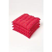Homescapes 4 Pack Seat Pads Cotton Red Polka Dot Indoor Outdoor Garden Cushion, 40cm | Size: 40 cm x 40 cm