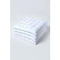 Homescapes 4 Pack Seat Pads Luxury 100% Cotton Indoor Outdoor Garden Cushion, 40cm in White | Size: 40 cm x 40 cm