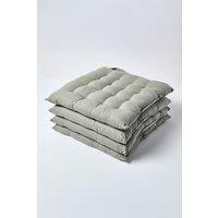 Homescapes 4 Pack Seat Pads Luxury 100% Cotton Indoor Outdoor Garden Cushion, 40cm in Grey | Size: 40 cm x 40 cm