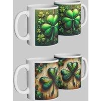 Simply Stunning Mugs Shamrock Mug Set - Perfect Gift for St. Patrick's Day & Irish Celebrations in White