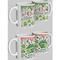 Simply Stunning Mugs St. Patrick's Day Mug Set - Mister Lucky & Shamrock Kiss - Perfect Gift in White