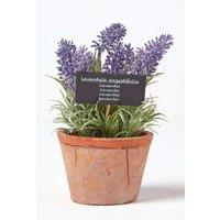 Homescapes Artificial Lavender Plant in Decorative Pot in Terracotta