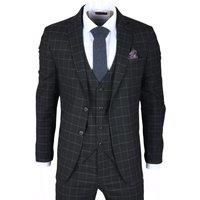 TruClothing Men's IM3 Checked Tailored Fit Suit in Black | Size: 42R