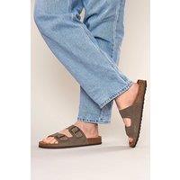 Moshulu Men's 'Munich Suede' Suede Cork Mule Sandals in Taupe | Size: 7