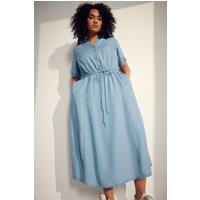 Evans Women's Lyocell Denim Shirt Dress in Light Blue | Size: 18