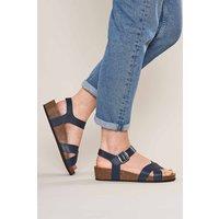 Moshulu Women's 'Bigbury 2' Leather Cross-Over Sandals in Indigo | Size: 5