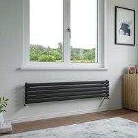 Agadon Neo Horizontal Oval Tube Designer Radiator in Dark Grey | Size: 526mm x 1800mm